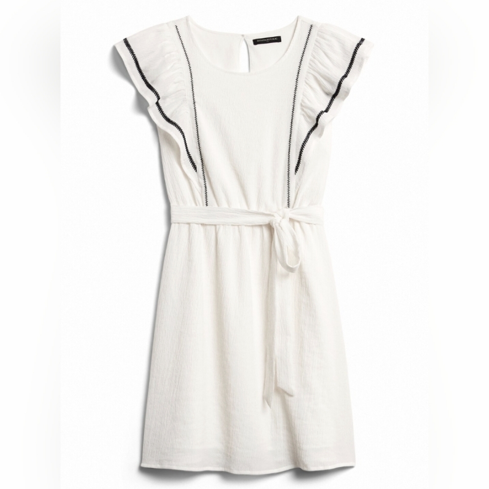 Banana Republic Embroidered Gauze Fit-and-Flare Dress